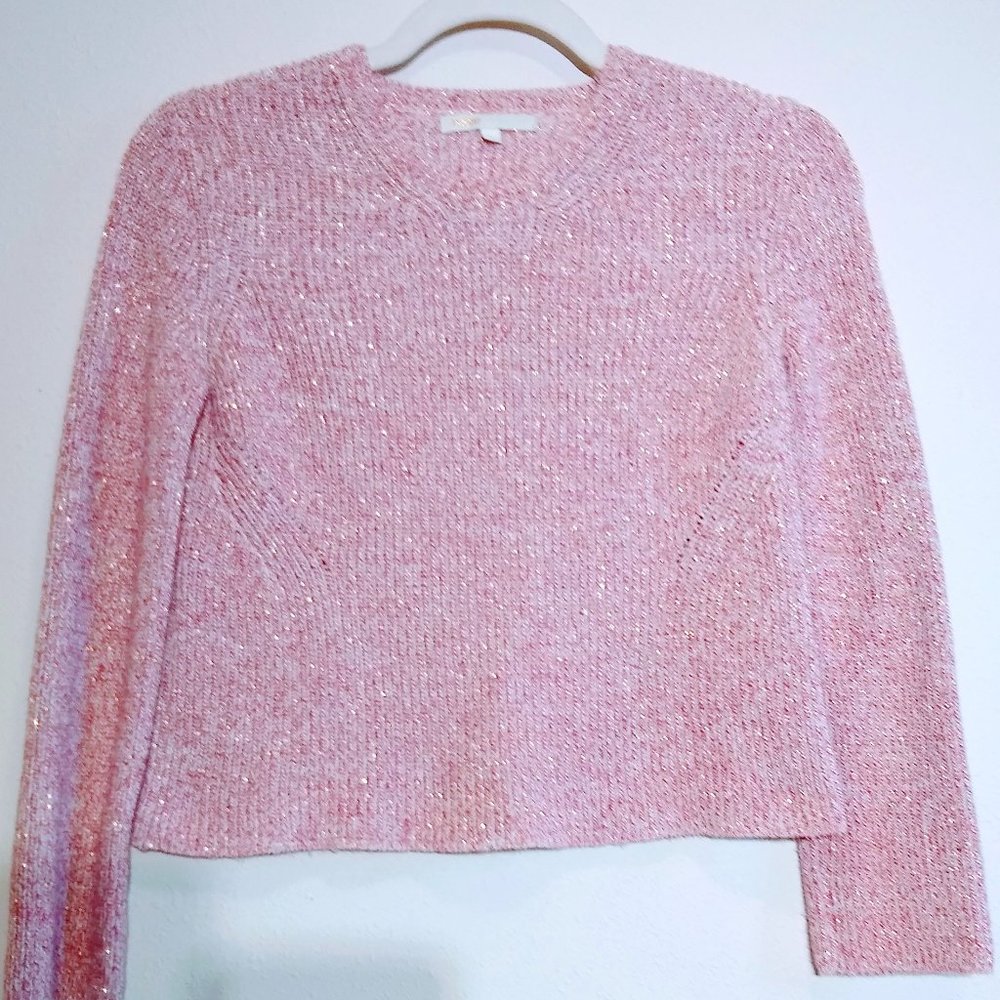 MAJE ROSE SHIMMER CROPPED SWEATER PULLOVER SZ 1 (XS-S) - Picture 7 of 16